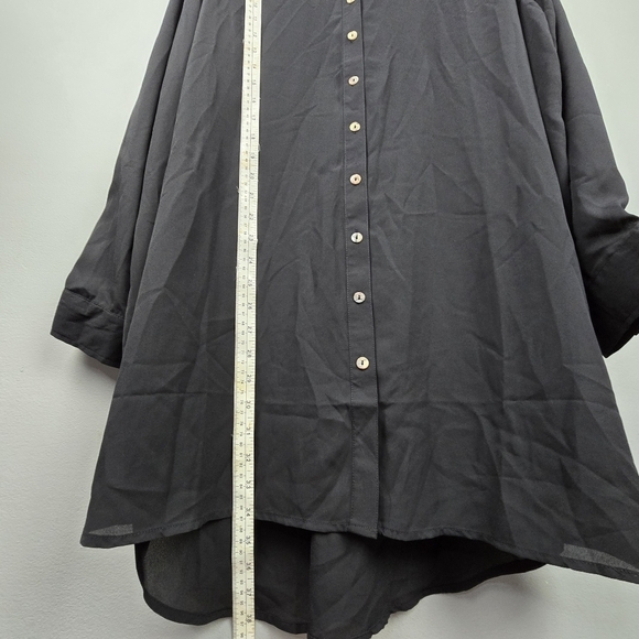 ROAMANS Sheer Button-Up Tunic Blouse Black  Womens Plus Size 24W Business Casual - Picture 11 of 14